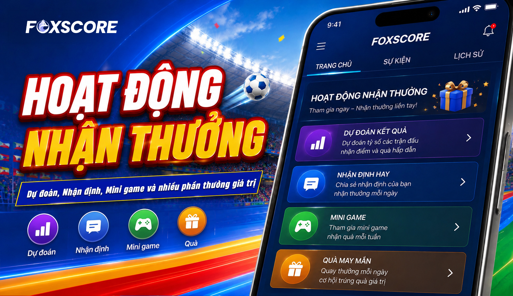 Tham gia hoạt động nhận thưởng trong app Foxscore