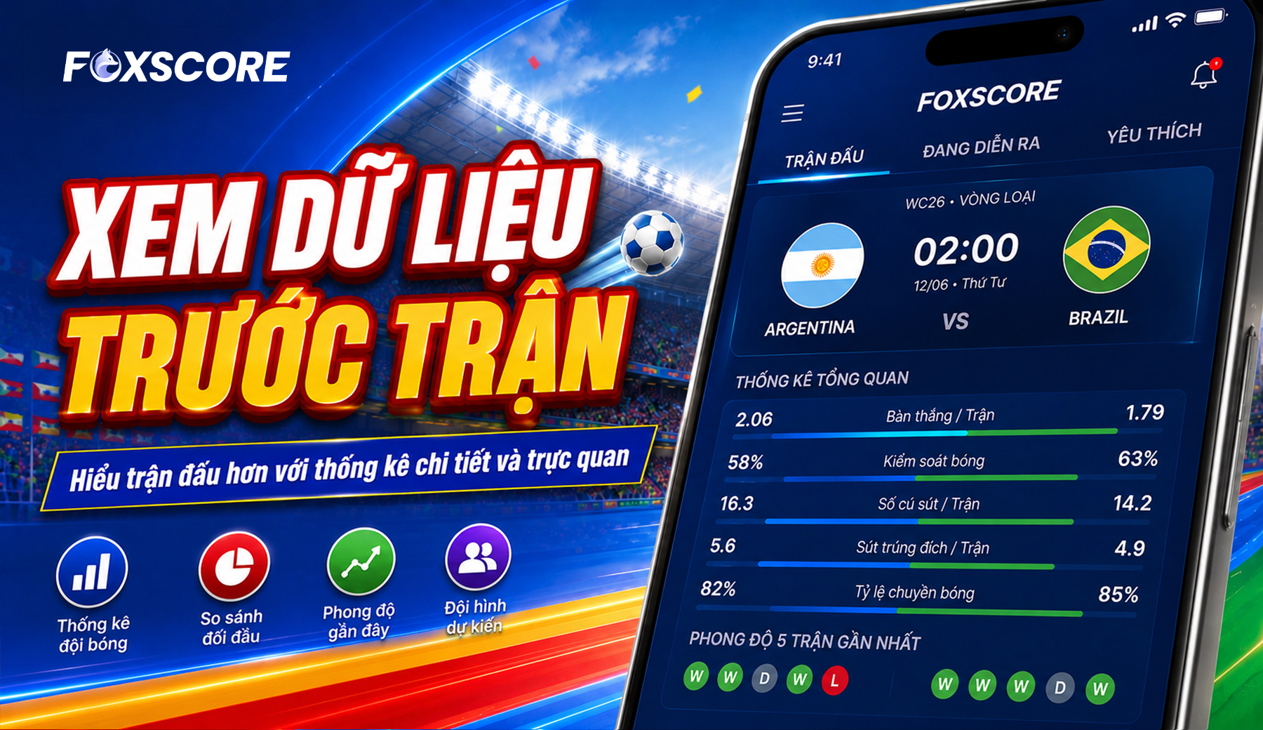 Xem dữ liệu trước trận – thống kê chi tiết và trực quan