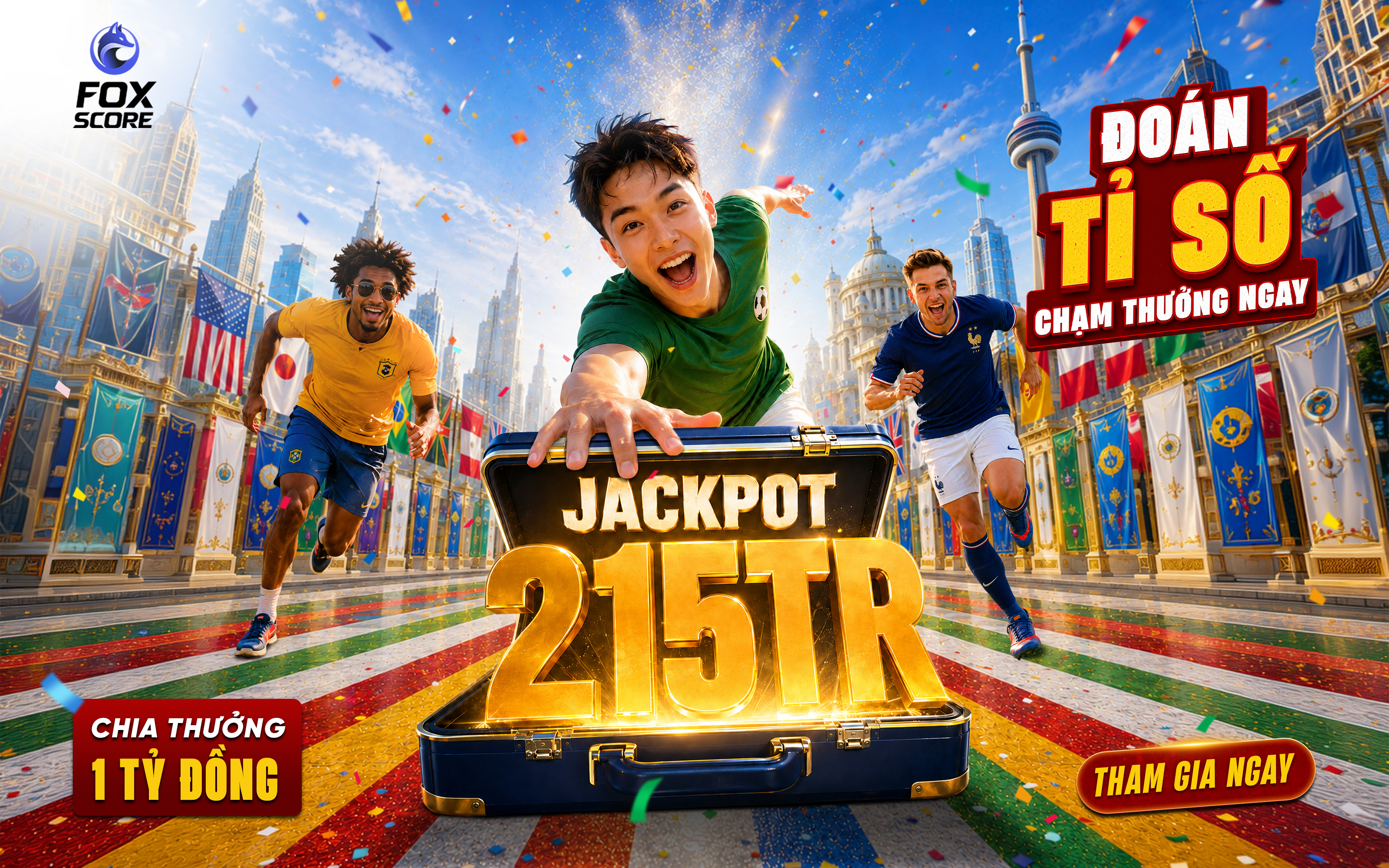 Banner Jackpot 215 triệu của Foxscore